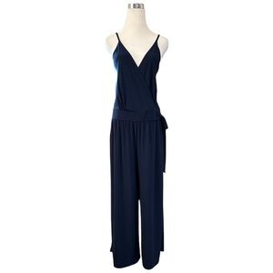 NWT Gilli Women's Jumpsuit Navy Blue Stretch Wide Leg Size XXL